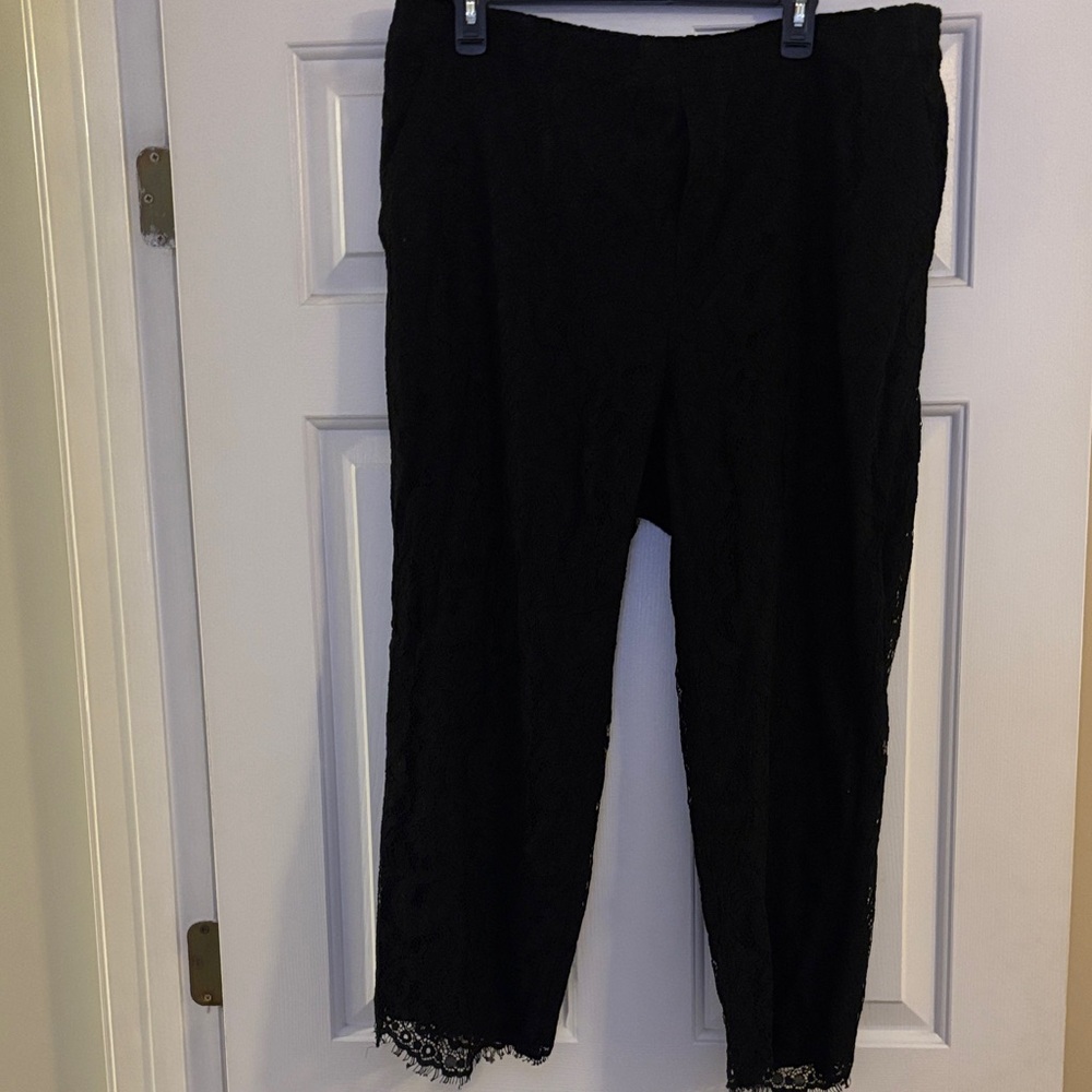 Draper James Black Lace Trim Pants